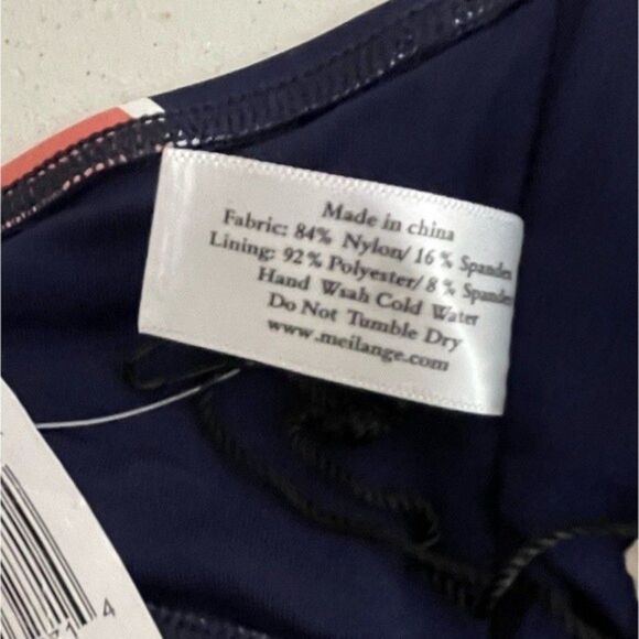 Mei L’ange Women's Micah Striped Blue Pink Bandeau Bikini Top Size Small New - Picture 11 of 12